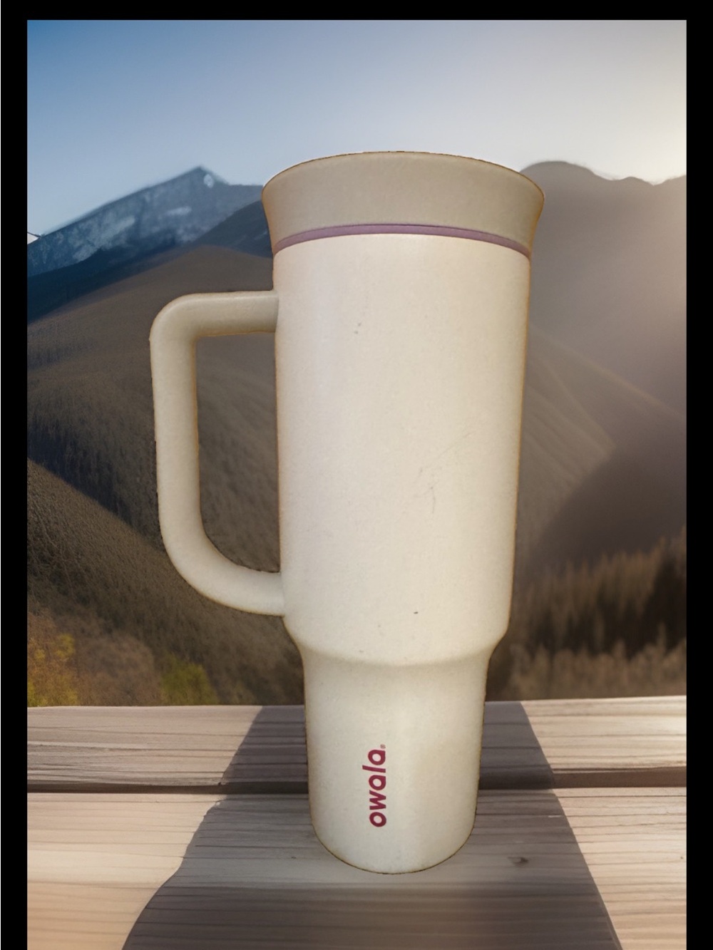 Owala 40oz Travel Mug with Big Handle - white - 2 in 1 lid: stainless steel